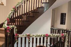 Staircase Decor With Synthetic Flower Vines & Lights